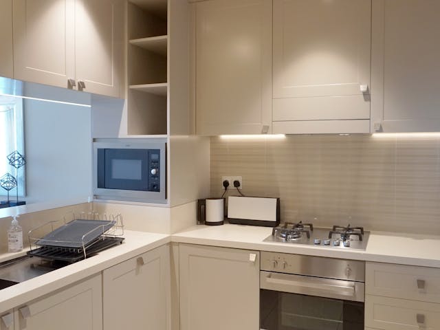 kitchen with white countertops